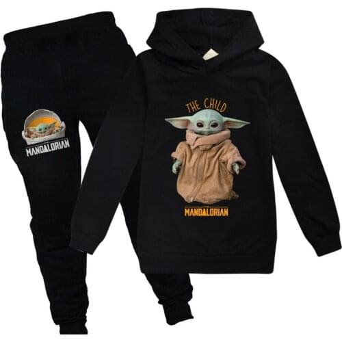 Toddler Boys Clothing Set Baby Yoda The Mandalorian Fashion Hoodies Tracksuit Kids Hooded T-Shirt Suit Children Girls Sweatshirt