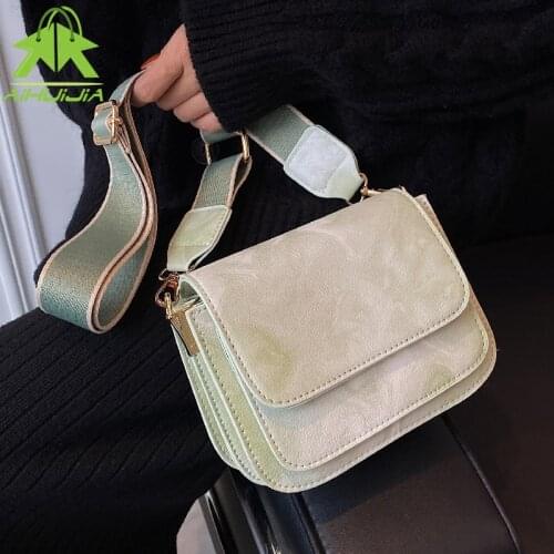 Fashion Wide Shoulder Strap Handbag High Quality PU Leather Shoulder Bags for Women Luxury Designer Messenger Small Square Bag
