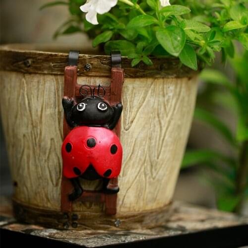 Cartoon Bee Ladybug Tortoise Owl Cub Flower Jar Flowerpot Pendant Funny Garden Gnome Statue Gardening Grocery Sculpture Decor