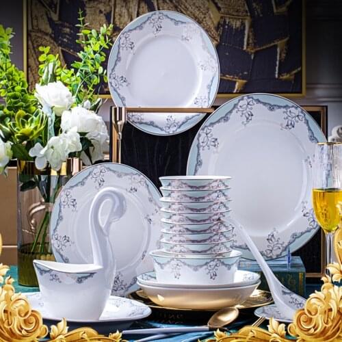 60 Heads Dishes set modern minimalist small fresh Jingdezhen bone china cutlery set dishes