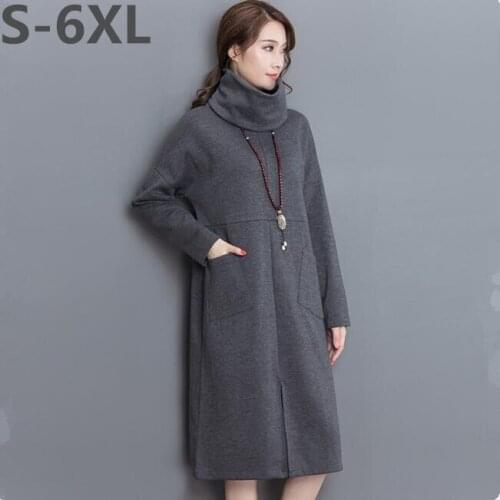 New 2020 thickening long sleeve Winterdress,Brief Turtleneck dress,plus size S-5XL 6XL casual Autunm dresses tops Feminine Solid