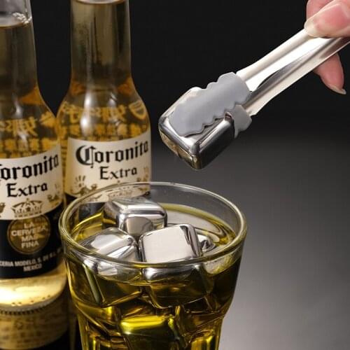 New Whisky Stones Stainless Steel Ice Cubes Set Reusable Food Grade Reusable Fast Freezing Ice Cube Chilling Rock Party Bar Tool