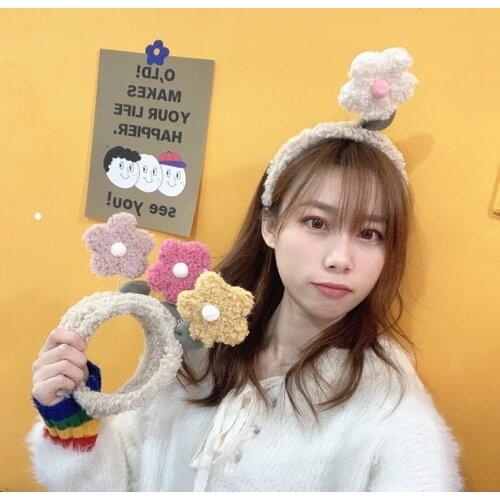 Solid Color Spring Flower Headbands for Women Simple Fabric Girls Hairband Women Hair Accessories Wide Side Hair Band