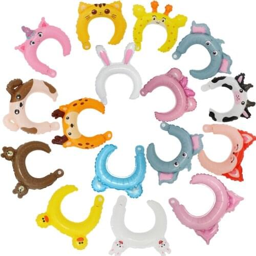 10pcs cute animal tiara headband foil balloons headband with balloon happy birthday party decoration kids toys