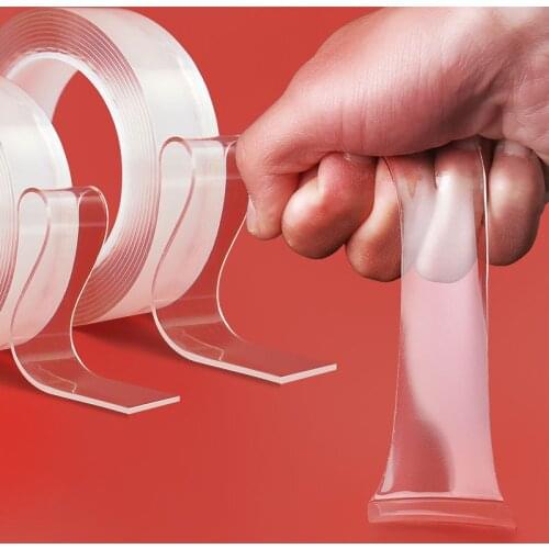 Transparent Nano Tape Washable Reusable Double-Sided Tape Adhesive Nano-No Trace Paste Removable Glue Cleanable Household