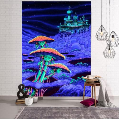 Nordic psychedelic mushroom decoration mural tapestry bohemian hippie wall curtain tapestry hanging family bedroom living room