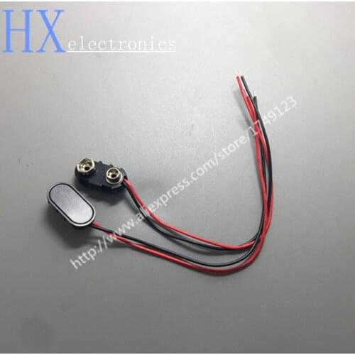 Free shipping 100PCS 9V battery button lead wire 10cm