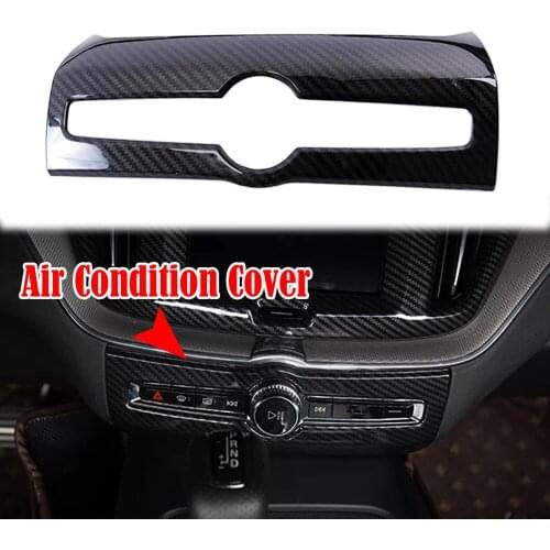 Carbon Fiber Style Center Console Air Conditioning Vent Outlet Adjustment Frame Decoration Trim Sticker Fit for VOLVO XC60 2018