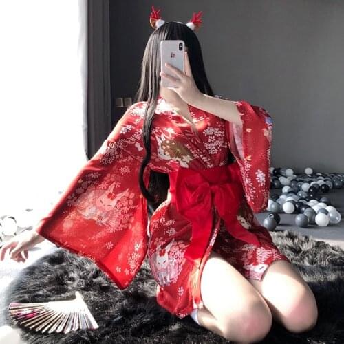 Japanese Sakura Girl Kimono Dress Obi For Women Kawaii Yukata Sexy Robe Floral Female Haori Japan Style Yukata Pajamas FF3282