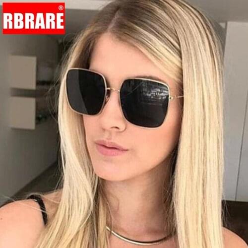 RBRARE Women Sunglasses Classic Metal Square Gradient Lens Luxury Brand Retro Alloy Big Frame Sunglasses Vintage Oculos Feminino