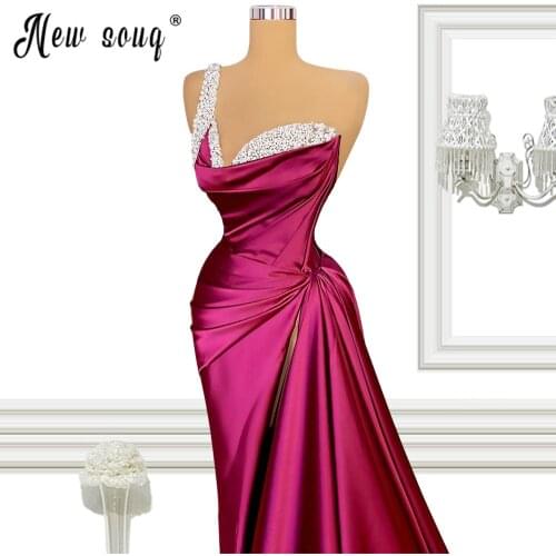 Sexy Red Mermaid Long Prom Gowns 2021 Elegant One Shoulder Beading Evening Dress for Women Wedding Guest Party Graduation Gowns