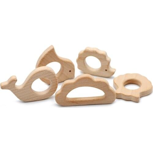 1PCS Natural Beech Wooden Animal Shape Bead Ecofriendly Tortoise Koala Whale Turtle Shape DIY Wood Baby Pendant Toys Beads