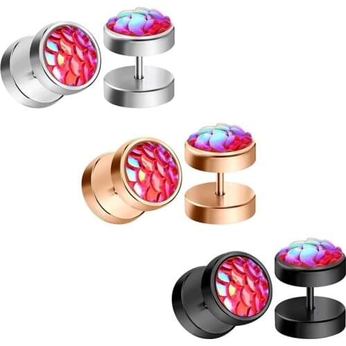 16G Surgical Steel Ear Gauges Earrings for Men Women Fake Ear Tunnel Plugs Expander Stretcher Studs Circle Flat Fish Scale