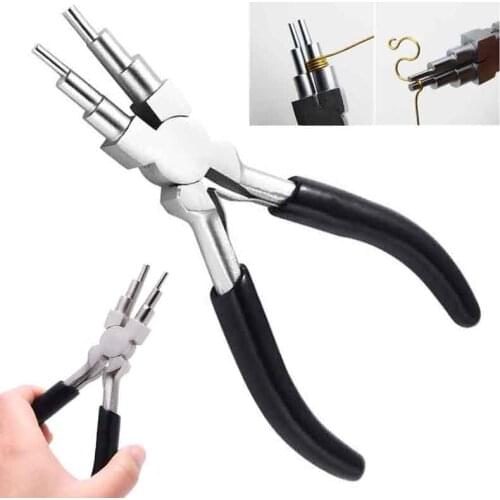 6 in 1 Round Bail Making Pliers Carbon Steel Wire Wrapper Looping Forming Plier for DIY Craft Earrings Pendants Jewelry Making