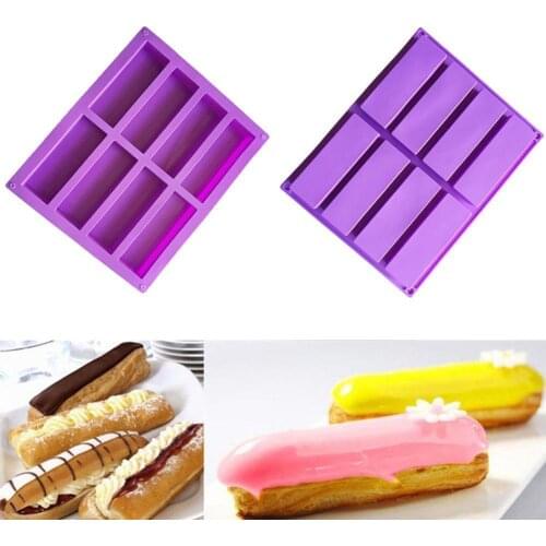 8-Cavity Cake Mold Chocolate Rectangle Silicone Baking Cube Ice Tray Soap Mould K6U6