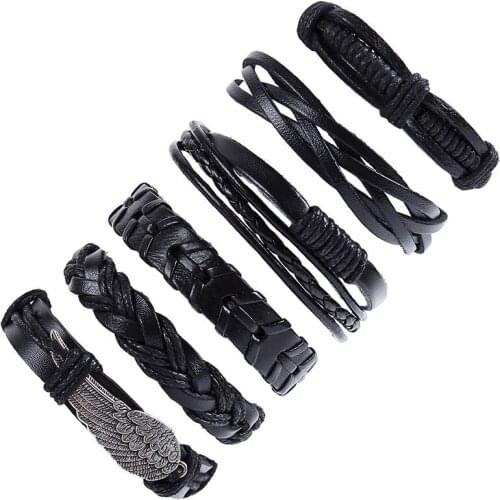 CIBOCIBO Vintage Bracelet Men Punk Wing Rope Wristband Bracelet Men Leather Braided Men Gifts Pulseras Mujer Moda 2021 Armband