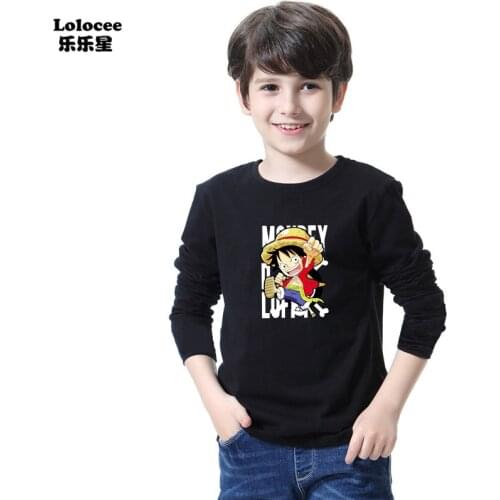 One Piece T shirt Fashion Japanese Anime Kids Clothing Luffy Cotton Long Sleeves T-shirt For Girls And Boys Brand clothing