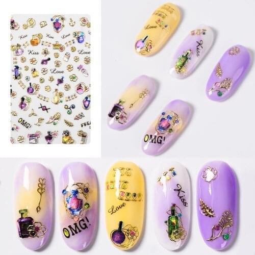 Foil for Nails Sticker Set Transparent Nail Art Transfer Sticker 3D Nail Decals Manicure DIY Tips Sticker Decoration