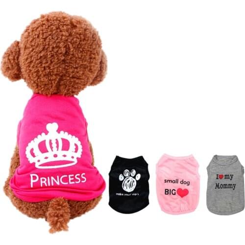 Dog Clothes Small Dogs XS-L Chihuahua Clothes Clothing Pet Vest Puppy Dog Coat Princess Printed Cotton T Shirt Pets Clothing
