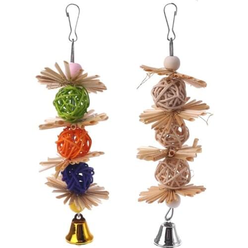 Parrot Toys Colorful Parrot Chew Strands Bite Teeth Griiding Ball Bell Attractive Bird Parakeet Toys Bird Toys Pet Supplies
