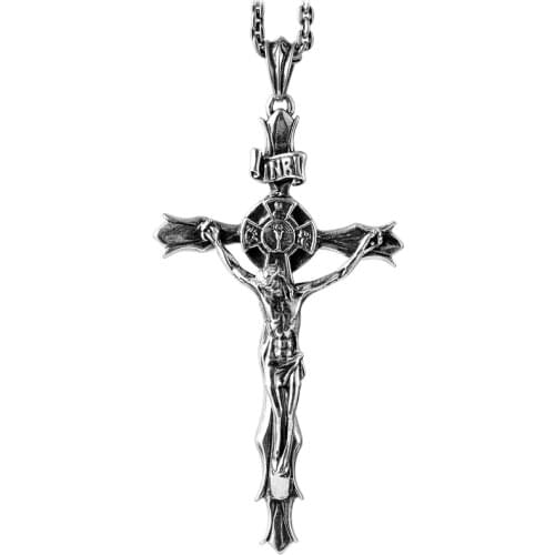 Jesus Cross Letter Pendant Pure 925 Sterling Silver Free Leather Rope Necklace Pendant Jewelry Women Men 2021 New Arrival