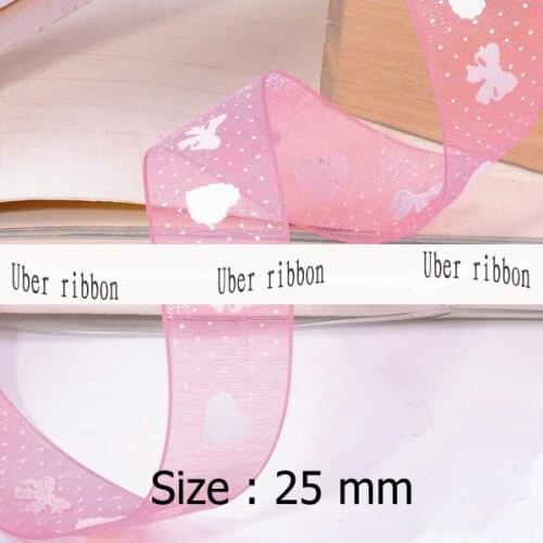 [IuBuFiGo ribbon] 1" Fancy Bow Organza Ribbon 25mm Printed Sheer DIY Ribbon Hair Bow 100yard/lot Free shipping