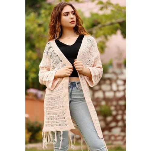 Six Tassel Detail Cardigan Powder-0355.352