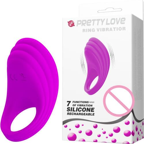 Pretty Love USB rechargeable 7 Speed vibrating cock ring silicone penis ring penis extension dick ring sex products