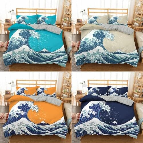 2021 Ocean Waves Bedding Set Printed Duvet Cover King Queen Size Bed Linen Comforter Cover 2/3Pcs bedclothes