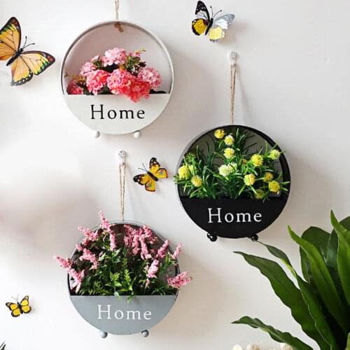 Flower Basket Beautiful Decorative Anti-rust Iron Wall Hanging Flowers Pot Plant Bonsai Pots Metal Handmade Storage Shelf Home