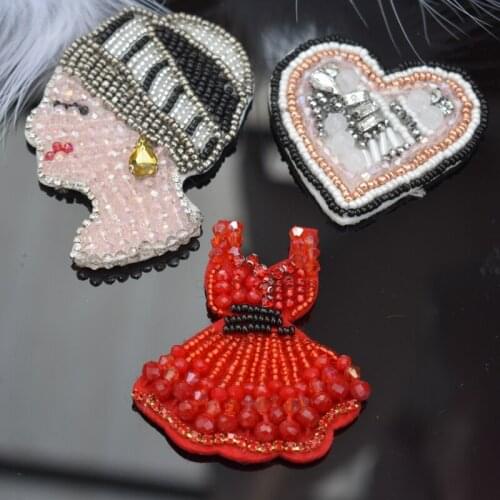 Red Dress Bead Patch For Clothing Beauty Red Dress Patch Love Motif Applique DIY Accessory