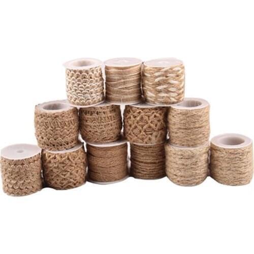 5m/Roll Natural Burlap Ribbon Jute Twine Cord For Needlework DIY Craft Supplies Wrap Gift Packing String Wedding Party Decor
