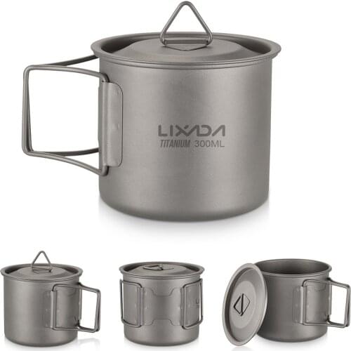 Lixada Titanium Water Mug Outdoor Camping Tableware Portable Survival Picnic Set Water Cup Travel Coffee Tea Pot with Handle