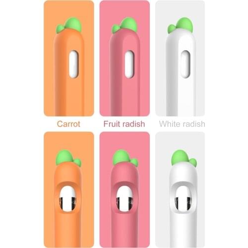 Cute Soft Carrot Silicone Pencil Case For Apple Pencil 1 2 Case For iPad Tablet Touch Pen Stylus Cartoon Protective Sleeve