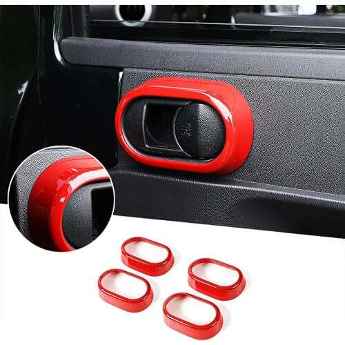 Door Handle Trim Cover Accessories ABS Door Handle Grab Knob Ring Inserts for Jeep Wrangler 4 Door JK JKU Sport X Sahara Rubicon