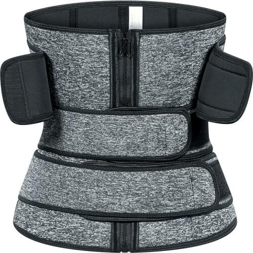 Neoprene Three Belt Waist Cincher Hook and Zip Sweatfit Adjustable Waist Slimming Trimmer Body Shaper Corset Colombian Girdles