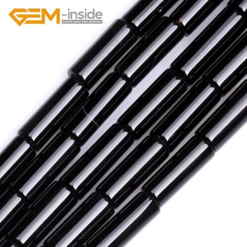 Wholesale! 6x16mm Column Shape Black Agates Beads Natural Stone Beads DIY Loose Beads For Jewelry Making Strand 15" Gem-inside