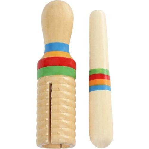 Orff Musical Instruments Wooden Small Single-threaded Ring Percussion Cylinder Croak Frog Barrel Kids Gifts Educational Toys