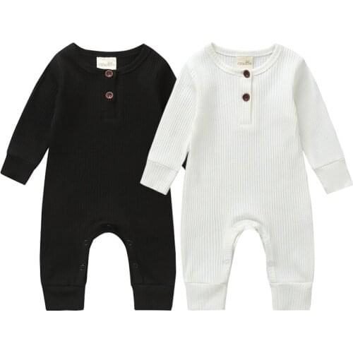 2021 Autumn Baby Rompers Newborn Clothing Infant Baby Boy Girl Cotton Knitted Jumpsuit Solid Warm Outfit Clothes