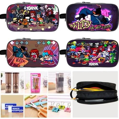 Friday Night Funkin Pencil Case 3D Video Game Pencil Bag Students Double Layer Pen Bag Cartoon Stationery Pen Pouch Zipper Bags