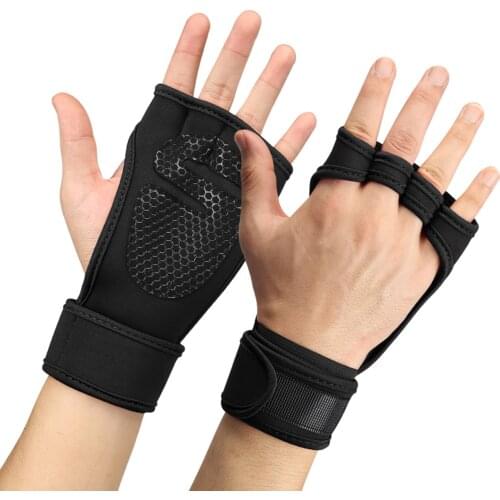 New Men and Women Cycling Fitness Weightlifting Gloves Breathable and Anti-slip Half Finger Fitness Hollow Gloves Black/ Red