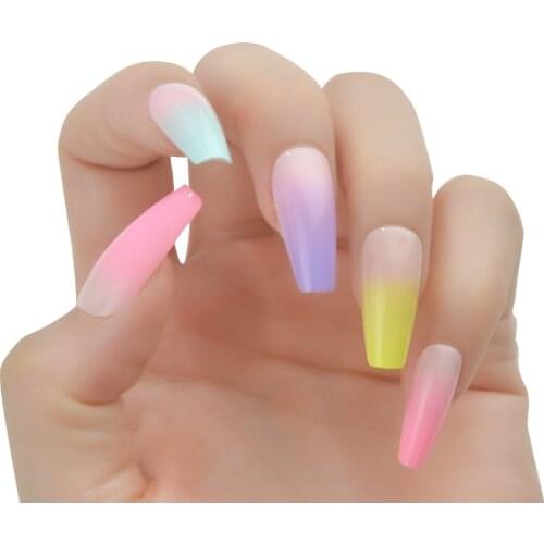 24pcs Detachable Fake Nails Full Coverage Long Ballet Coffin Fake Nails DIY Glue Nail Art Design Fashion Press Fake Nails