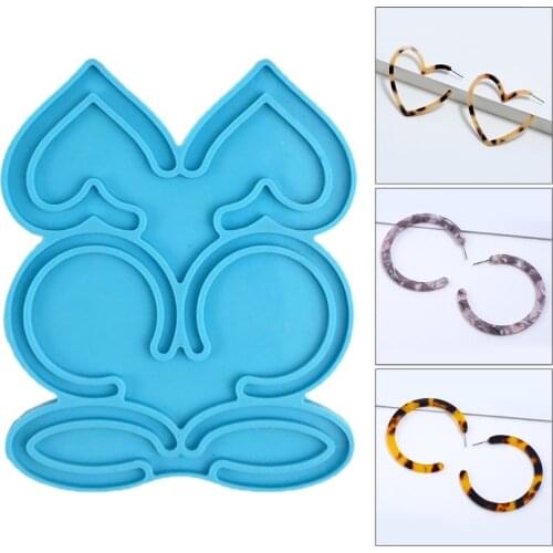 Oval Love Heart Round Style Earrings Epoxy Resin Mold Ear Studs Dangle Casting Silicone Mould DIY Crafts Jewelry Pendant