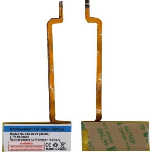 5PCS/Lot 650mAh Replacement Battery For iPod Classic 6th 7th 80GB 120GB Thin 160GB Gen For iPod 5 5.5th Gen Video 30GB 616-0229