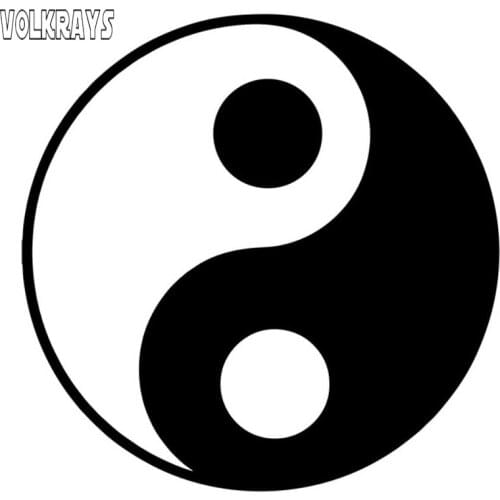 Volkrays Personalized Car Sticker Yin Yang Motorcycle Accessories Reflective Waterproof Vinyl Decal Black/Silver,11cm*11cm