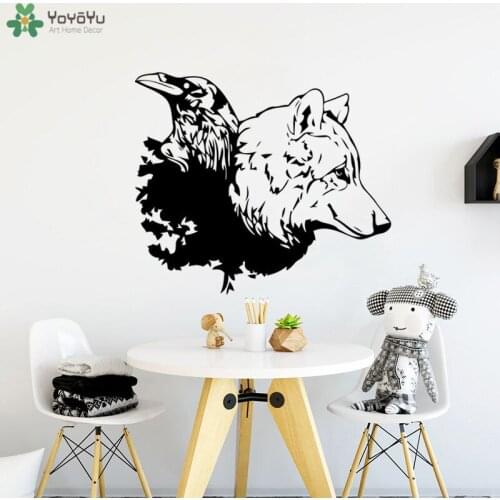 YOYOYU Wall Decal Animal Design Modern Wolf Bird Art Wall Sticker Livingroom Poster Waterproof Home Decor Vinyl Kids Room CT769