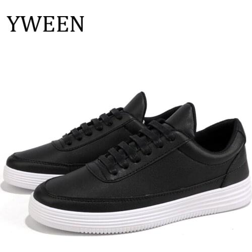 YWEEN New Men Casual Shoes Men Leather Flats Lace-Up Shoes Simple Stylish Comfortable Soft Male Shoes