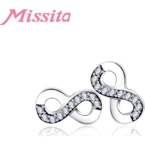 MISSITA Hot Sale 2019 New Fashion Infinity Love Earrings for Women Silver Color Jewelry Brand Fashion Stud Earrings Gift