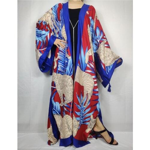 Abaya Casual 2021 Bohemian Long Sleeve Kimonos For Women Muslim Kuwait Vintage Elegant Cardigan Kimono Dress Kaftan