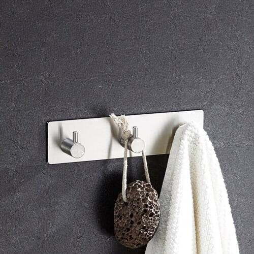 1PC Self Adhesive Home Kitchen Wall Door Stainless Steel Holder Hook Hanger Perfect for Bathroom Door Wall